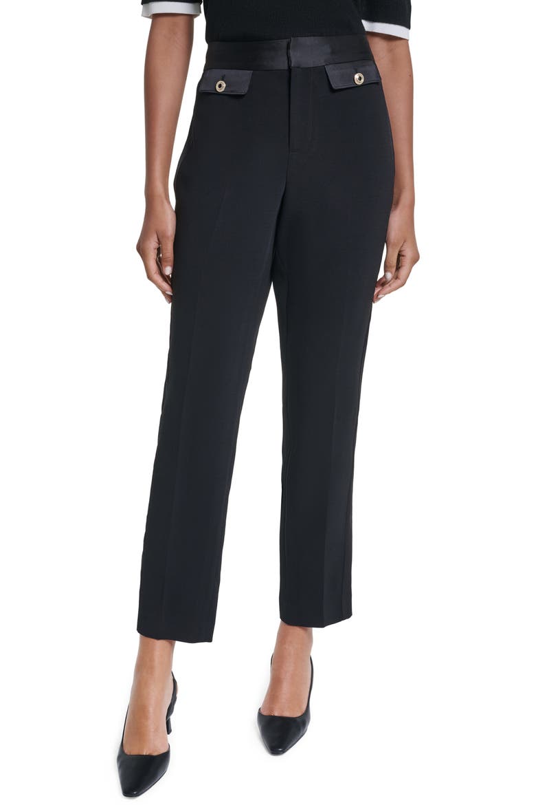 Straight Leg Trousers, Main, color, BLACK