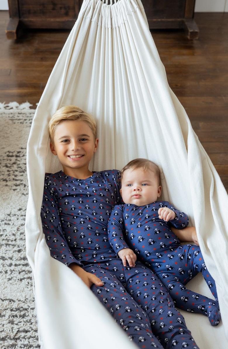 NoggiWear Boys Panda Pattern Loungewear Set, Alternate, color, Gray / Panda Pattern