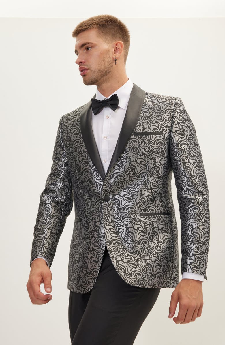 RON TOMSON Metallic Paisley Pattern Tuxedo Jacket, Alternate, color, 