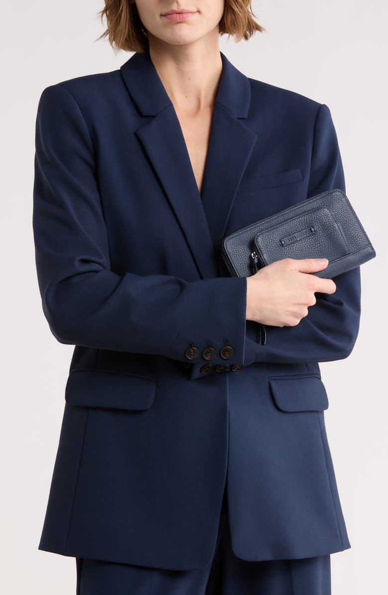 Longchamp Le Roseau Zip Wallet, Alternate, color, Navy