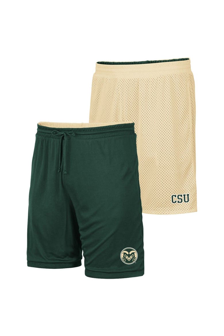Men's Colosseum Gold/Green Colorado State Rams Wiggum Reversible Shorts, Main, color, Gold