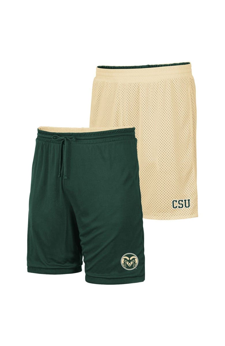 COLOSSEUM Men's Colosseum Gold/Green Colorado State Rams Wiggum Reversible Shorts, Main, color,