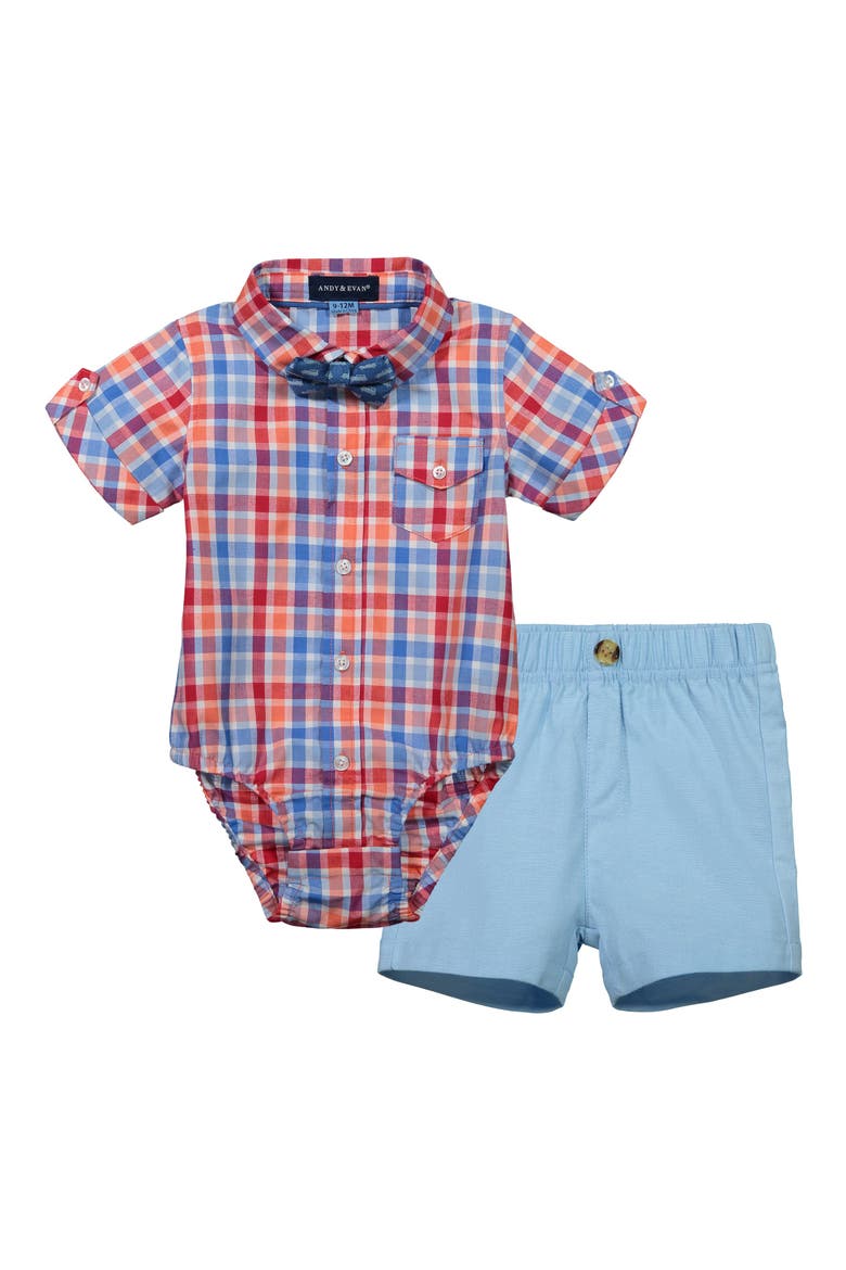 Bodysuit, Shorts & Bow Tie Set, Main, color, LIGHT BLUE