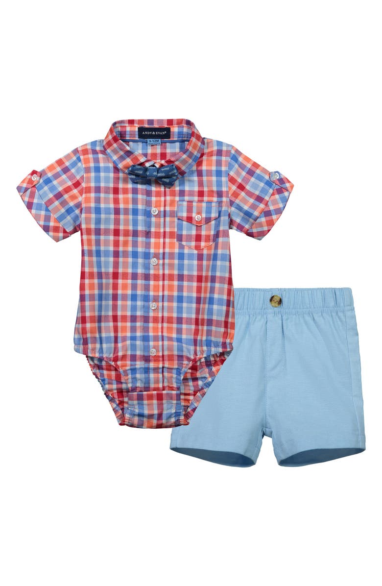 Andy & Evan Bodysuit, Shorts & Bow Tie Set, Main, color,