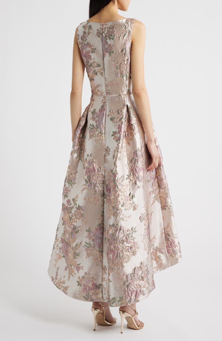 Tahari ASL Metallic Jacquard Midi Cocktail Dress, Alternate, color, Petal