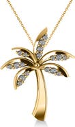 ALLUREZ Diamond Summer Palm Tree Pendant Necklace 14k