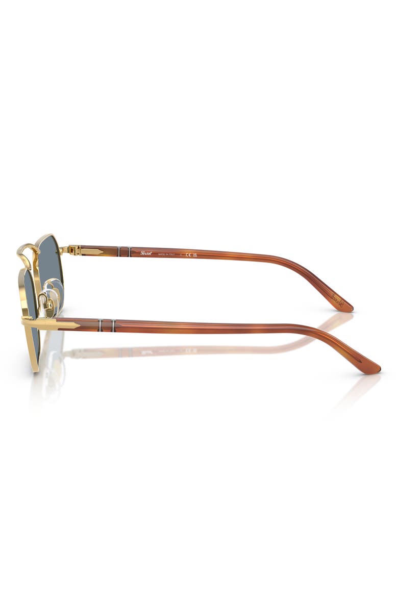 Persol 57mm Polarized Rectangular Sunglasses, Alternate, color, Gold/ Brown/ Light Blue