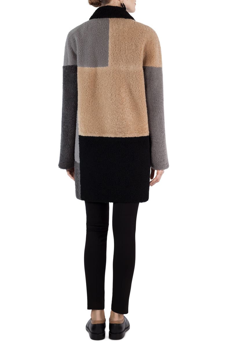 Akris punto Colorblock Reversible Genuine Shearling Coat, Alternate, color, 