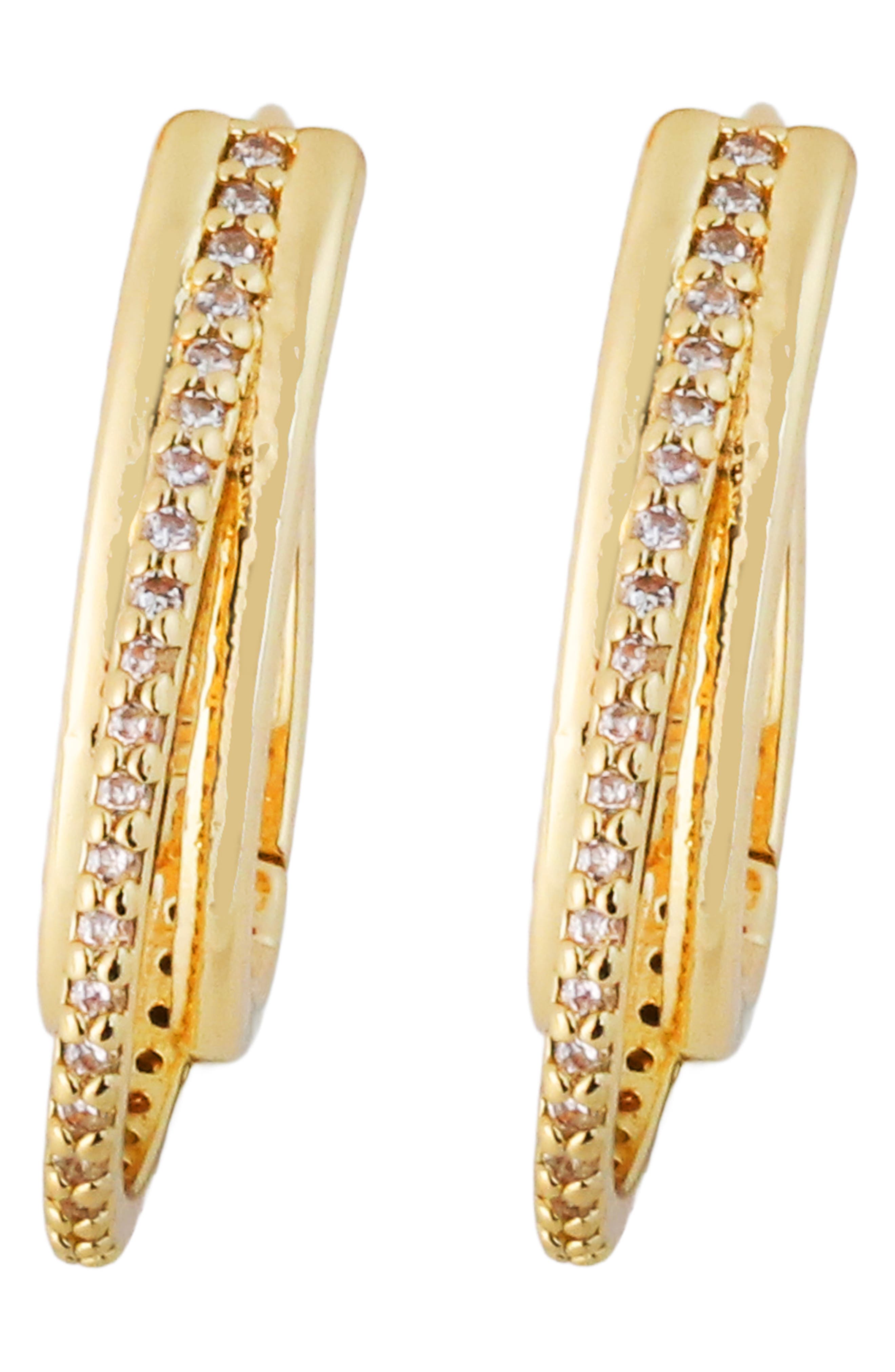 Crystal Triple Row Hoop Earrings