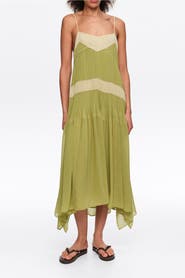Bimba y Lola Two-Tone Pleated A-Line Strappy Dress