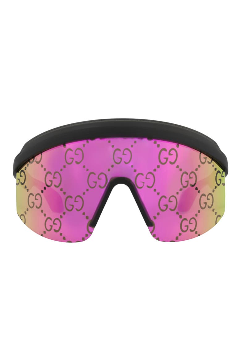GG Monogram Shield Sunglasses, Main, color, BLACK BLACK PINK
