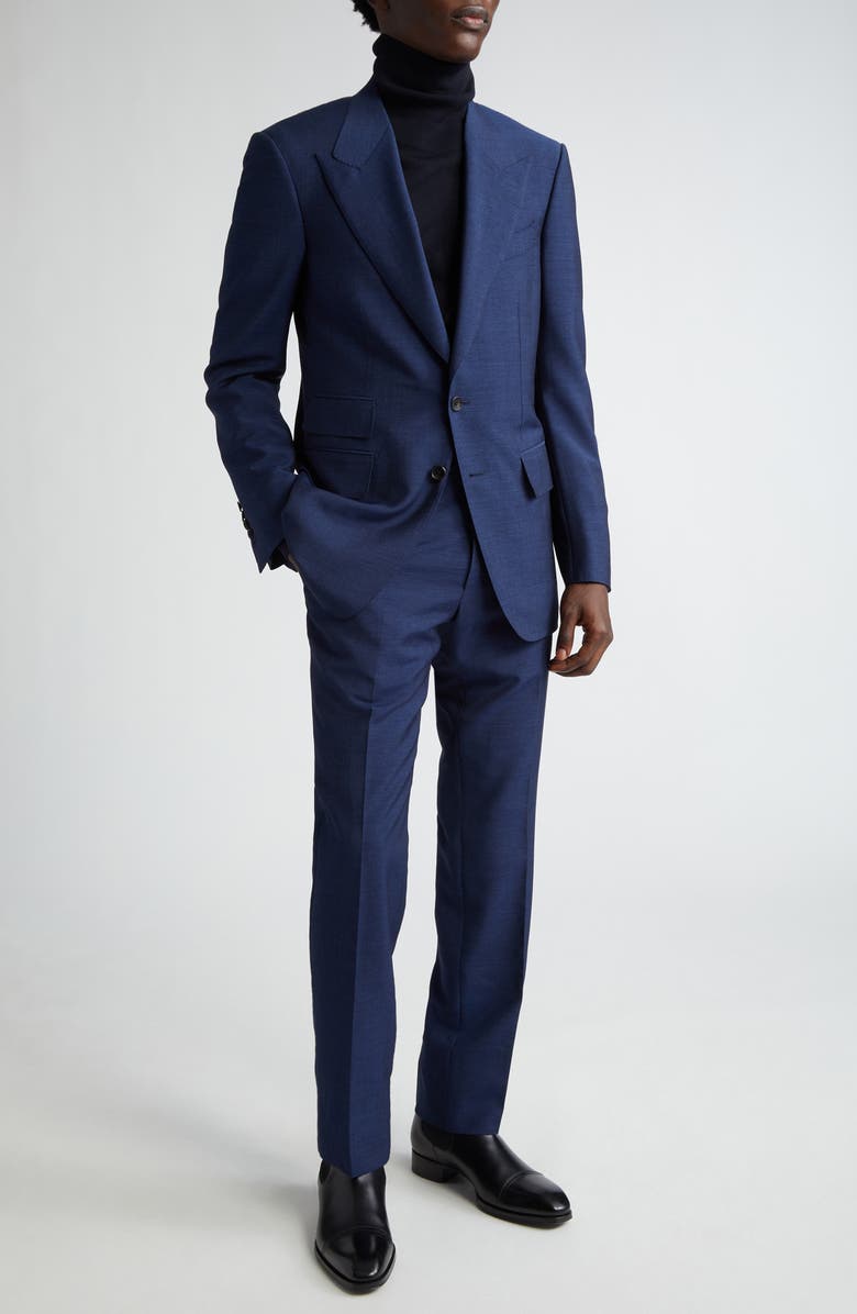 TOM FORD Shelton Cotton & Silk Fine Poplin Suit, Main, color, Denim Blue