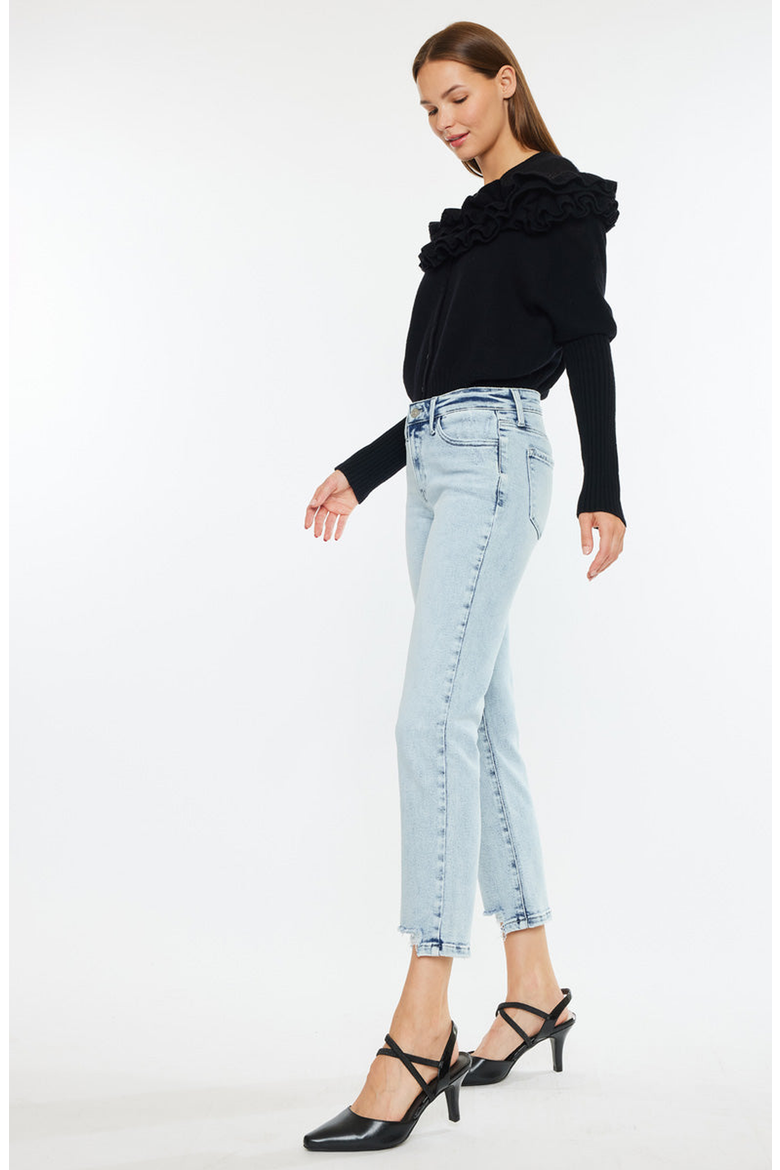 Pam Essentials Mid Rise Crop Straight Jeans, Alternate, color, Medium Wash