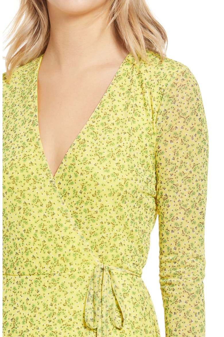 Wyatt Floral Long Sleeve Midi Wrap Dress, Alternate, color, BUTTERCUP DITSY