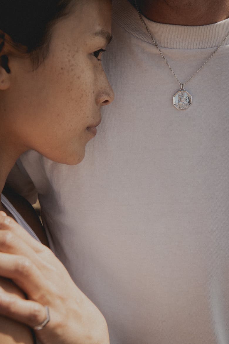 St. Christopher Octagon Necklace, Alternate, color, Recycled Sterling Silver