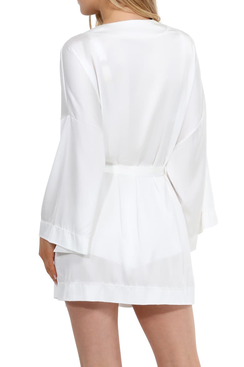 Love Story Stretch Satin Robe, Alternate, color, WHITE