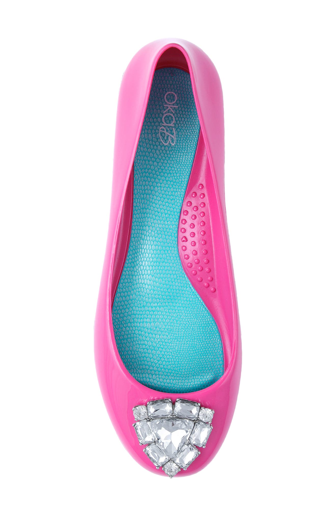 OKABASHI Bella Shiny Ballet Flat, Alternate, color, Sangria