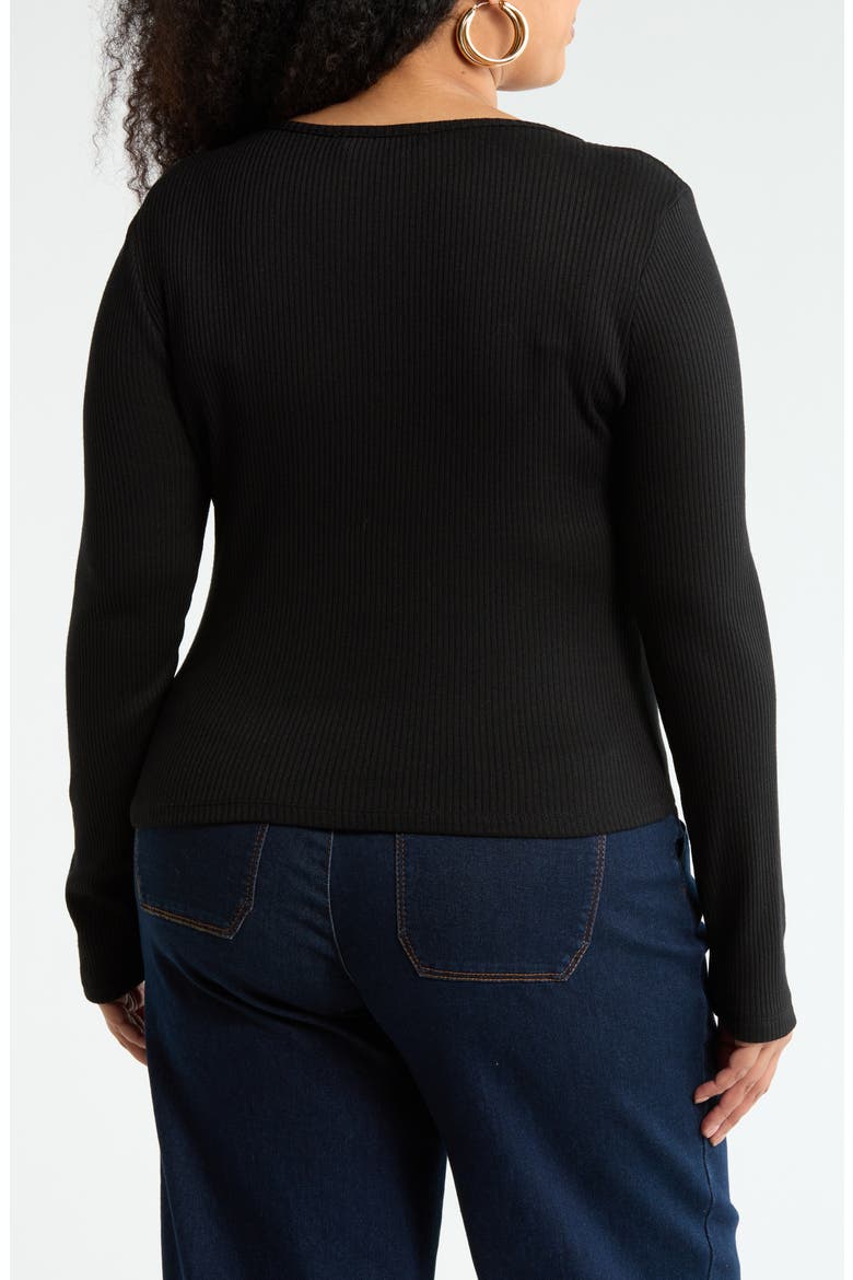 Button Detail Ribbed Top, Alternate, color, BLACK