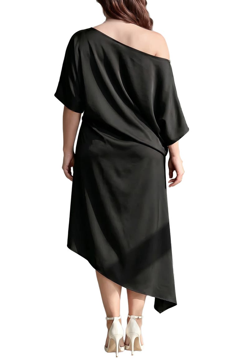 Asymmetrical One-Shoulder High-Low Dress, Alternate, color, BLACK