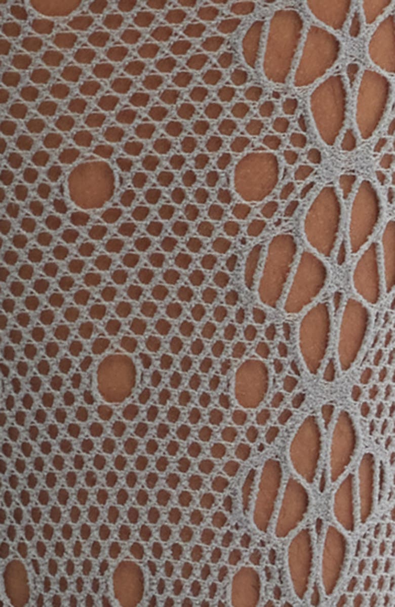 HIGH HEEL JUNGLE Mimi Satin Ruffle Lace Crew Socks, Alternate, color, Grey