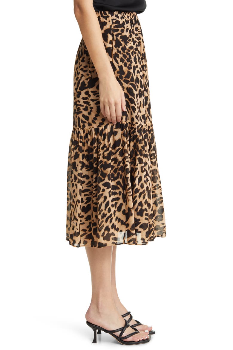 Flora Tiered Midi Skirt, Alternate, color, NATURAL MULTI