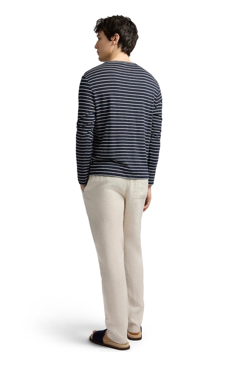 Onia Stretch Linen Jersey Long Sleeve Tee, Alternate, color, Midnight/Egret