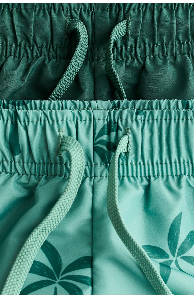 H&M 2-pack Swim Shorts, Alternate, color, Green/Palm Trees