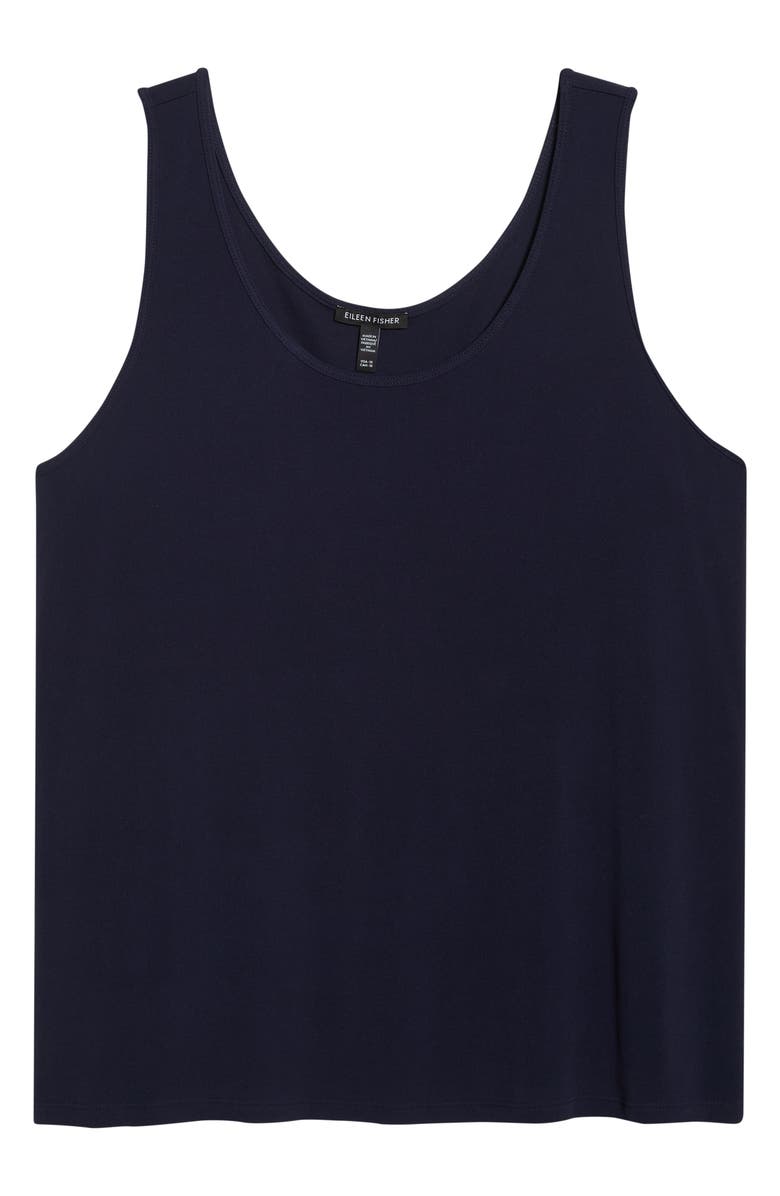 Eileen Fisher Slim Fit Scoop Neck Silk Tank, Alternate, color, Ink