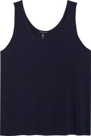 Eileen Fisher Slim Fit Scoop Neck Silk Tank
