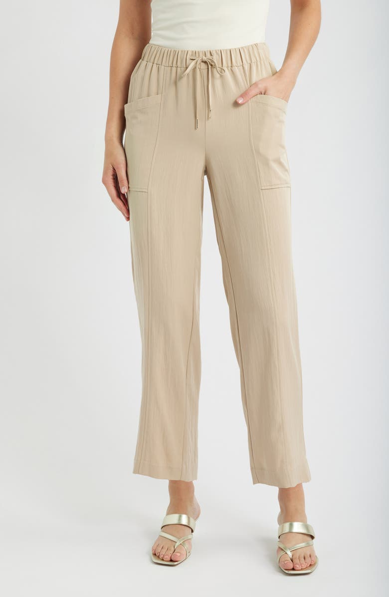 Anne Klein Tie Waist Crop Pants, Main, color, Safari