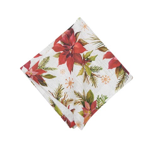 Poinsettia Christmas Single Cloth Napkin