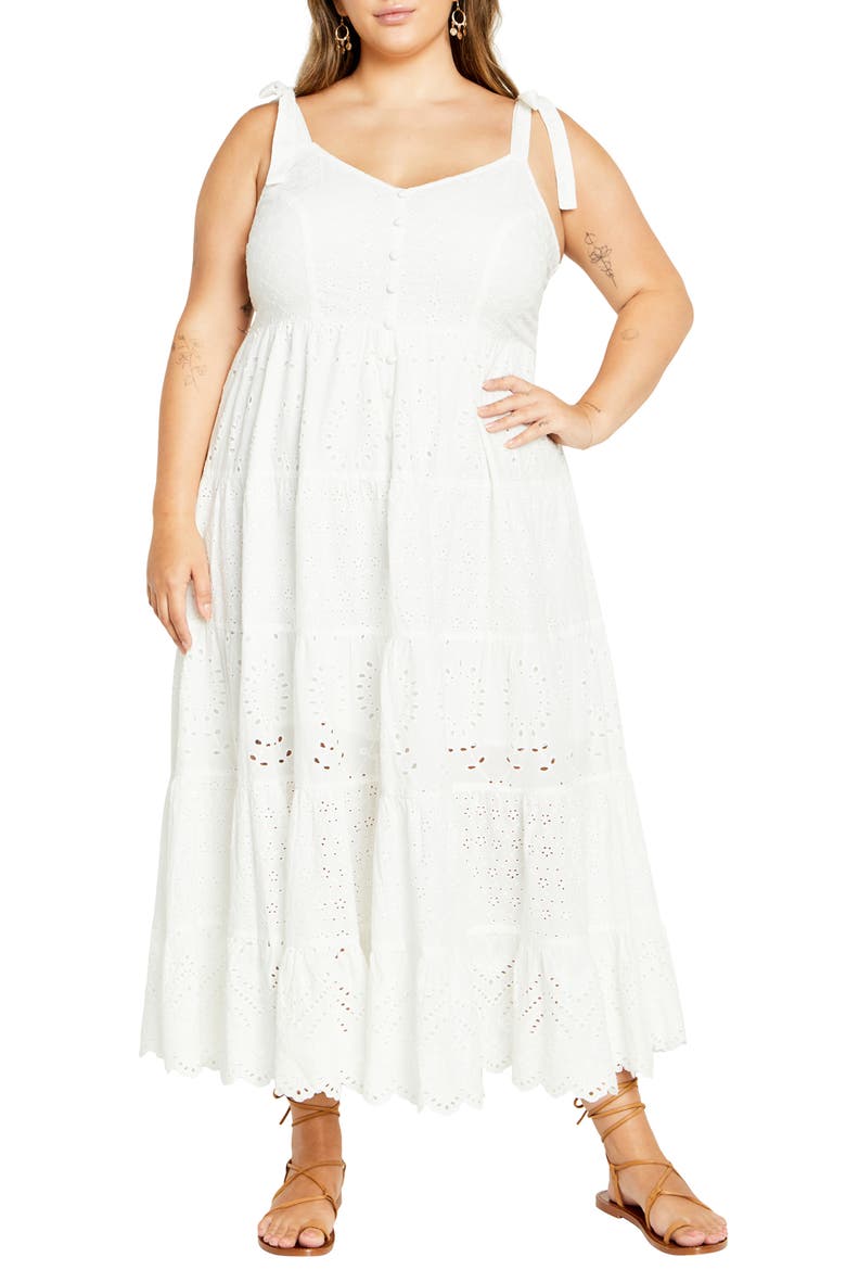 Allegra Eyelet Embroidered Maxi Dress, Main, color, WHITE