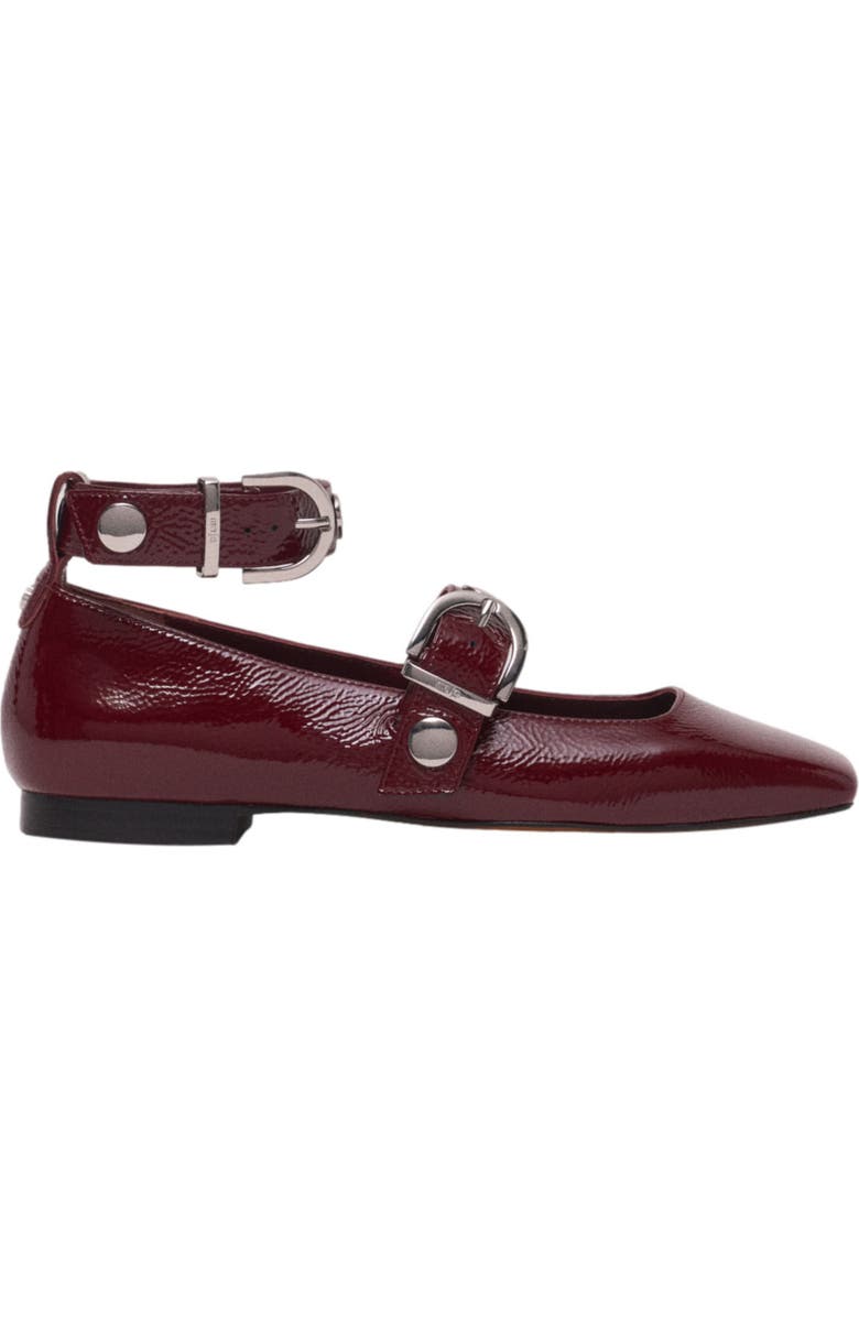 maje Studded leather Mary Jane flats, Main, color, Burgundy
