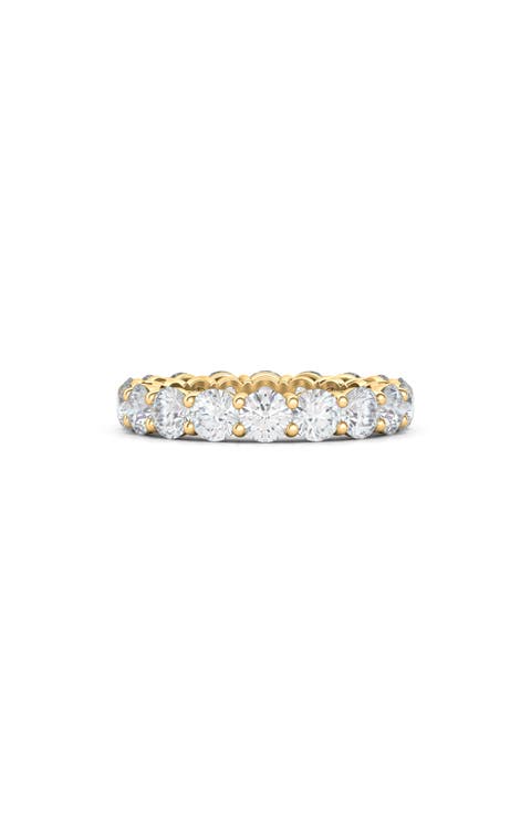 Lab Created Diamond Single Prong 18K Gold Eternity Band Ring