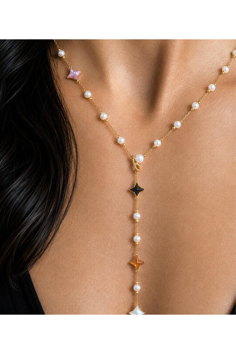 White Freshwater Pearl Anika Necklace, Alternate, color, Yellow Gold Fill