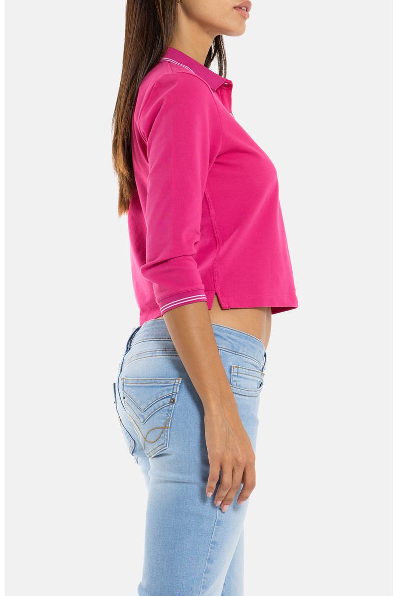 Embroidered Cropped Polo, Alternate, color, PINK