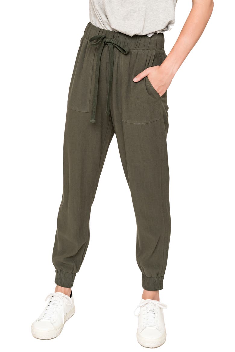 Linen Joggers, Main, color, OLIVE