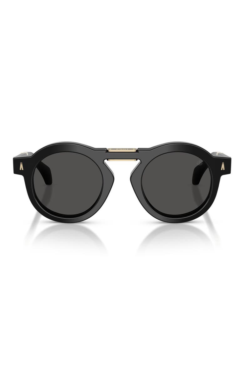 Glisse 47mm Small Round Sunglasses, Main, color, BLACK / DARK GREY SOLID