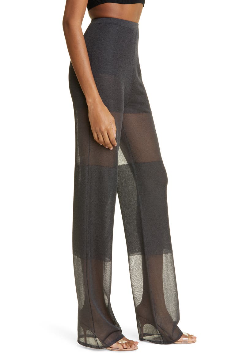 Paneled Sheer Mesh Pants, Alternate, color, BLACK