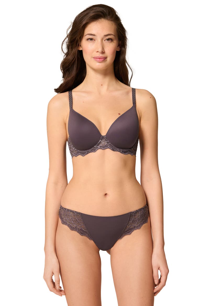 'Caresse' Lace Tanga Briefs, Alternate, color, GRAPHITE GREY