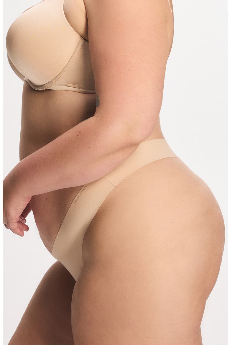 Microfiber No-Show Thong, Alternate, color, HONEY NUDE