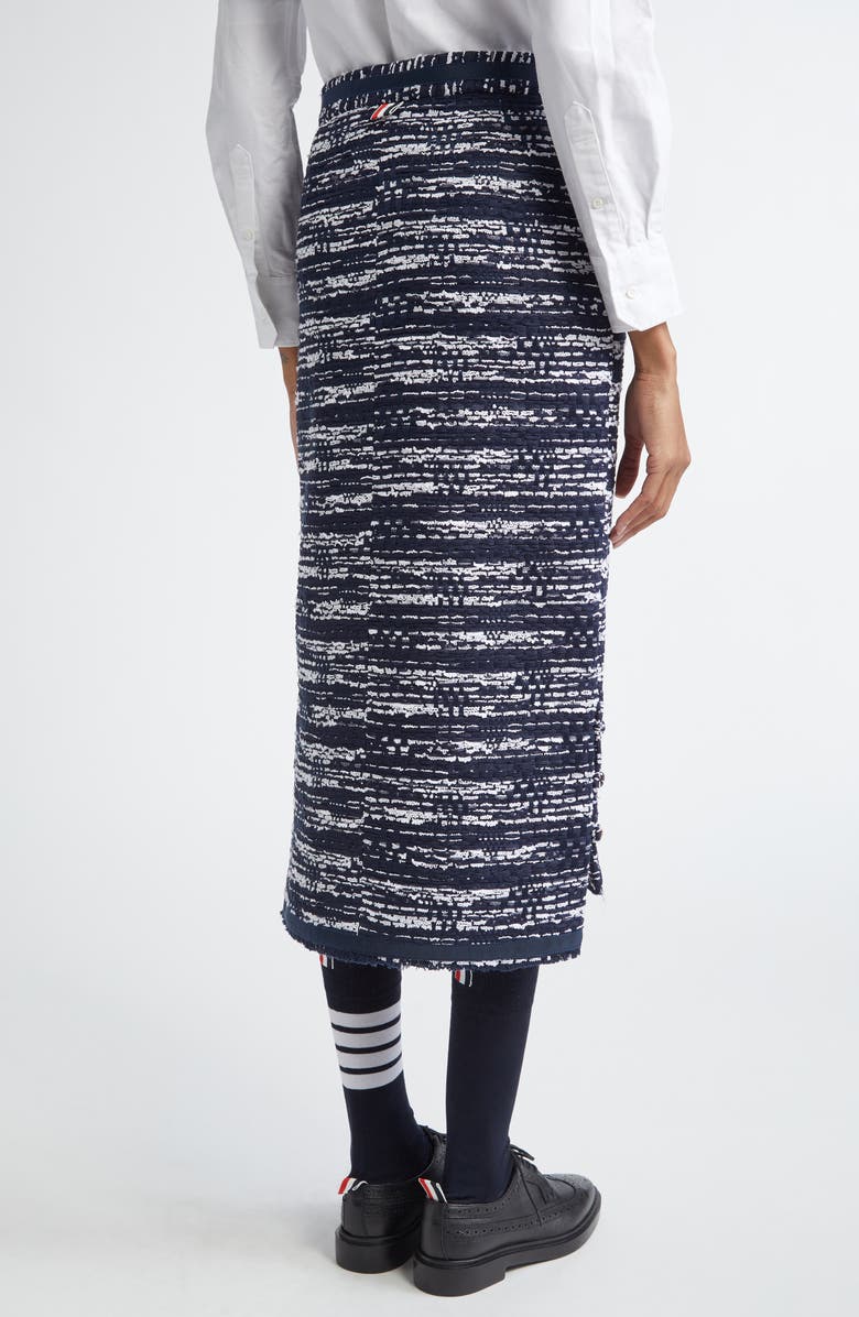 Thom Browne Mélange Tweed Pencil Skirt, Alternate, color, Navy
