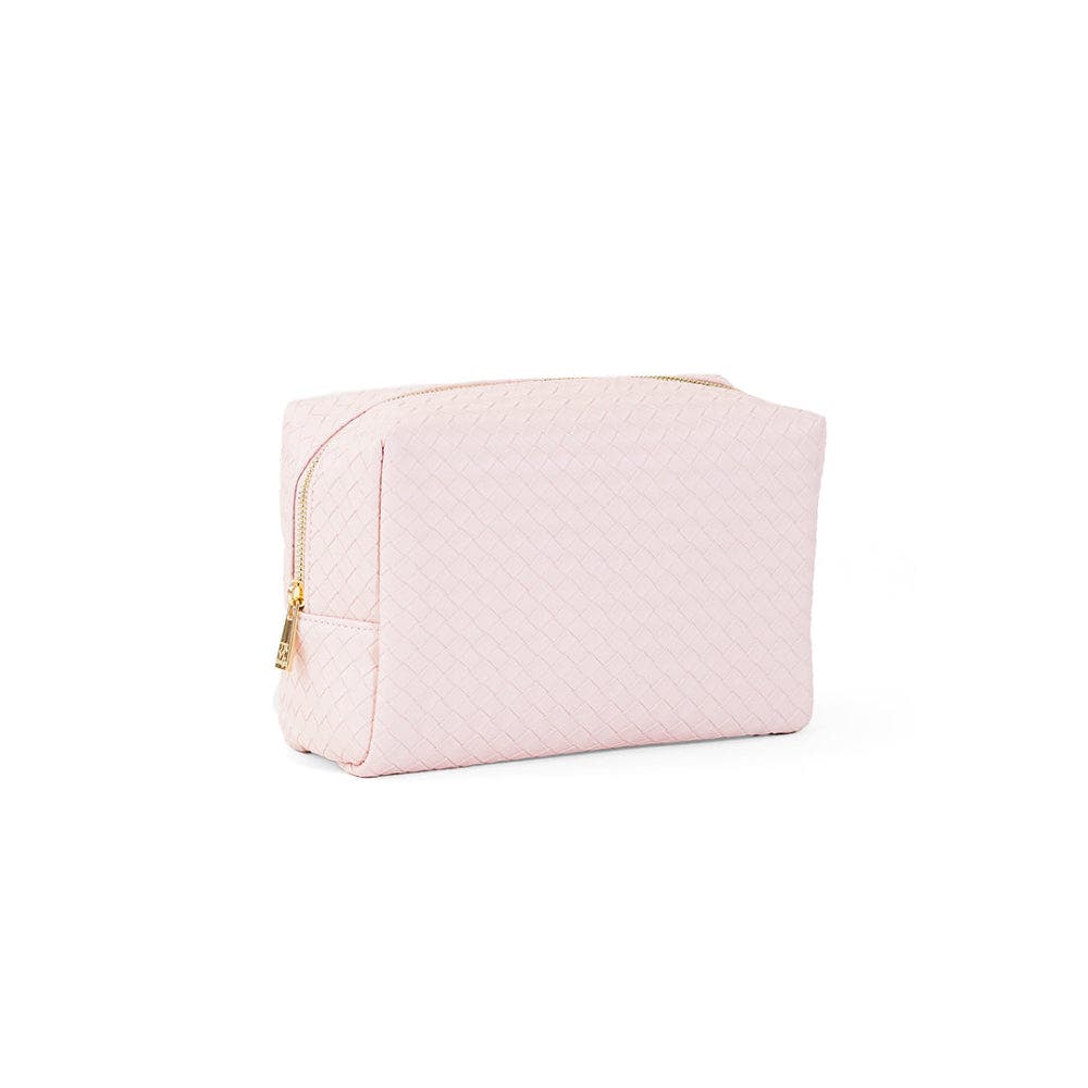 Woven Shell Cosmetic Bag, Alternate, color, Pink