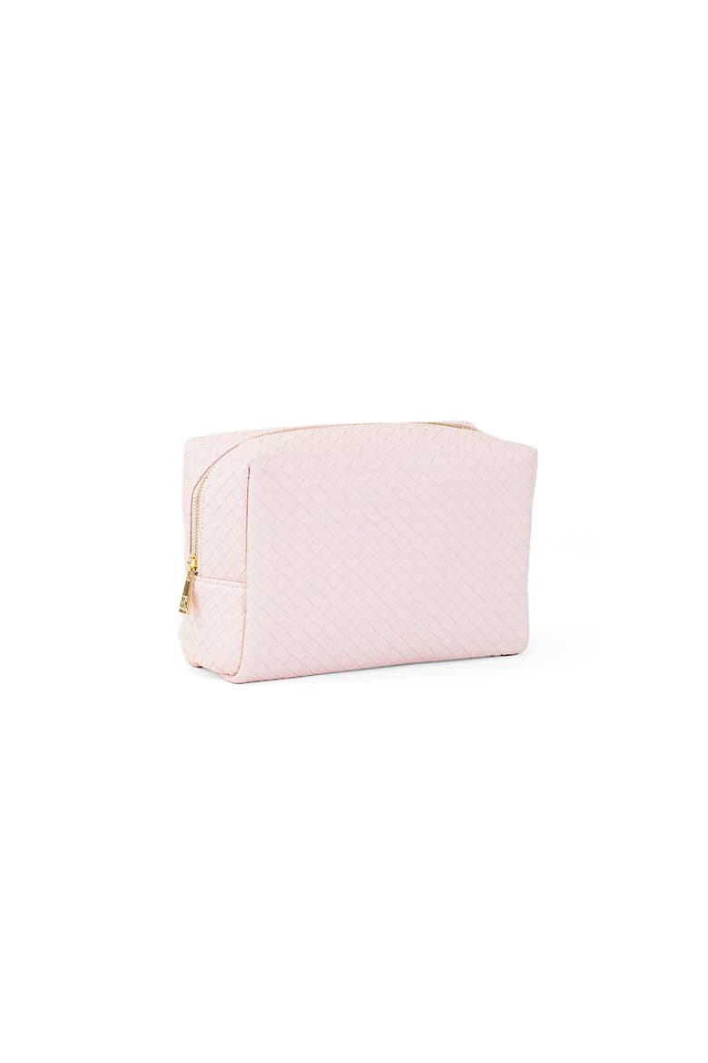 Woven Shell Cosmetic Bag, Alternate, color, Pink