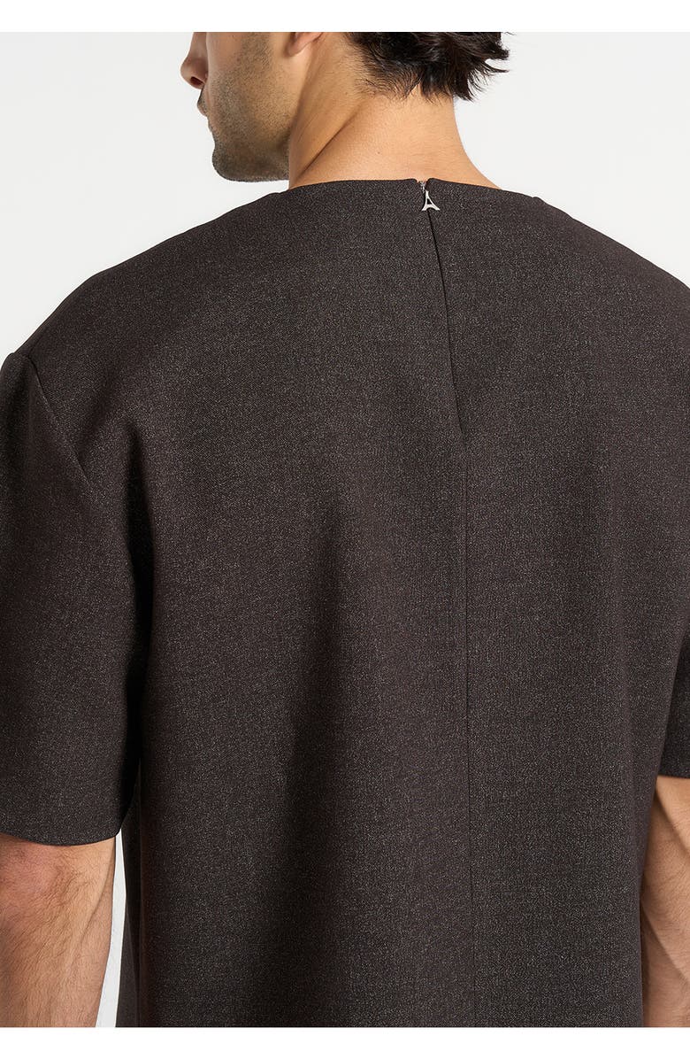 Manière De Voir Leon Boxy Cropped Hatched T-Shirt, Alternate, color, Brown