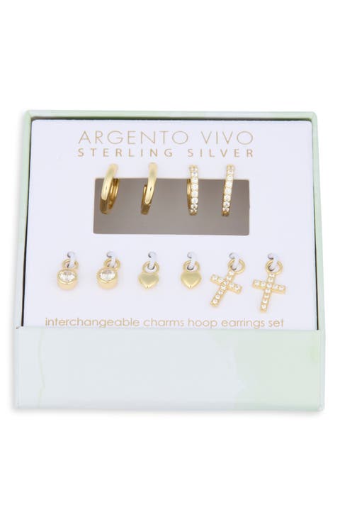 Mixed CZ Charms & 2-Pack Huggie Hoop Earrings