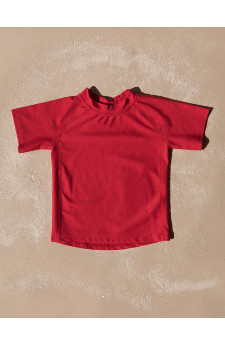 Leveret Kids Short Sleeve Rash Guard, UPF 50+ Swim Shirt, Alternate, color, Red