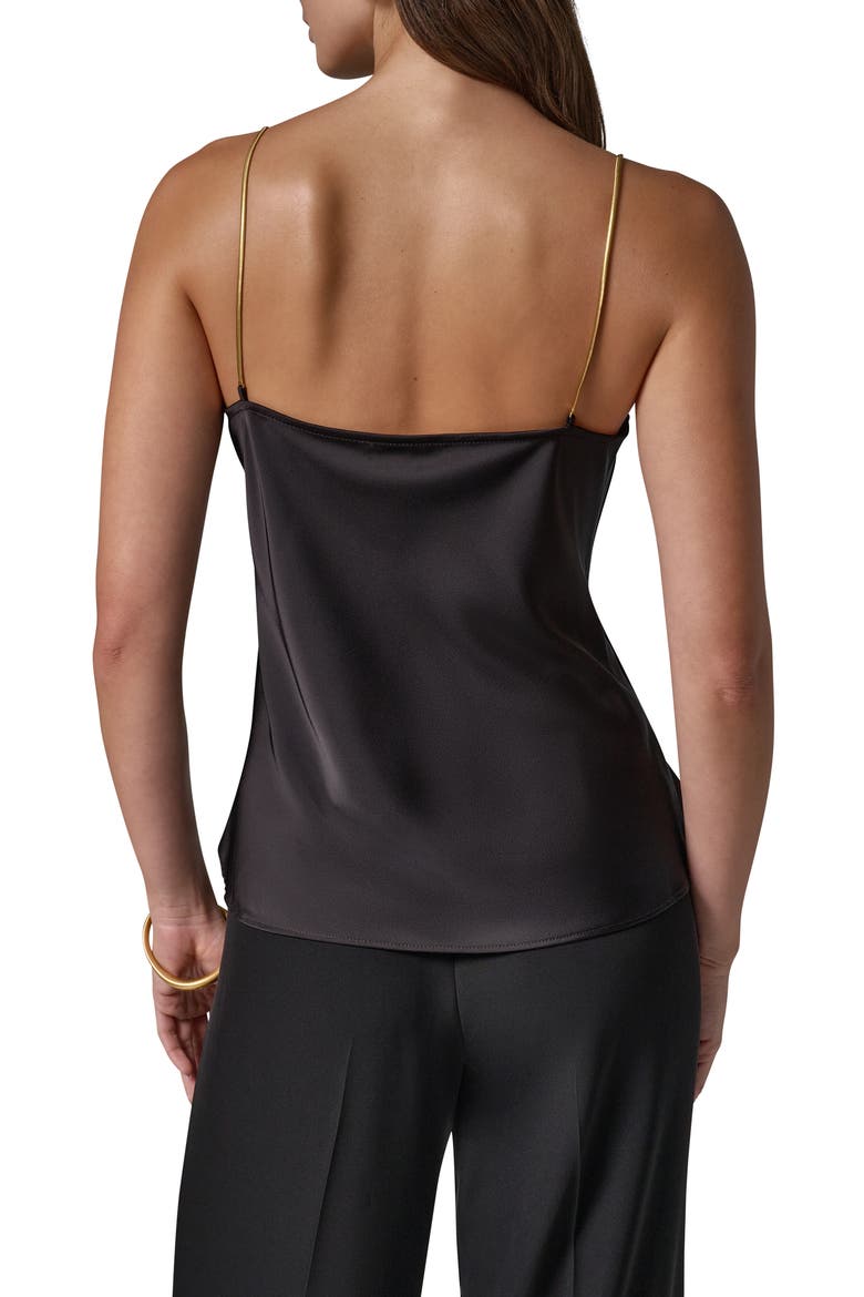 Cowl Neck Cami with Metallic Hardware Straps, Alternate, color, BLACK