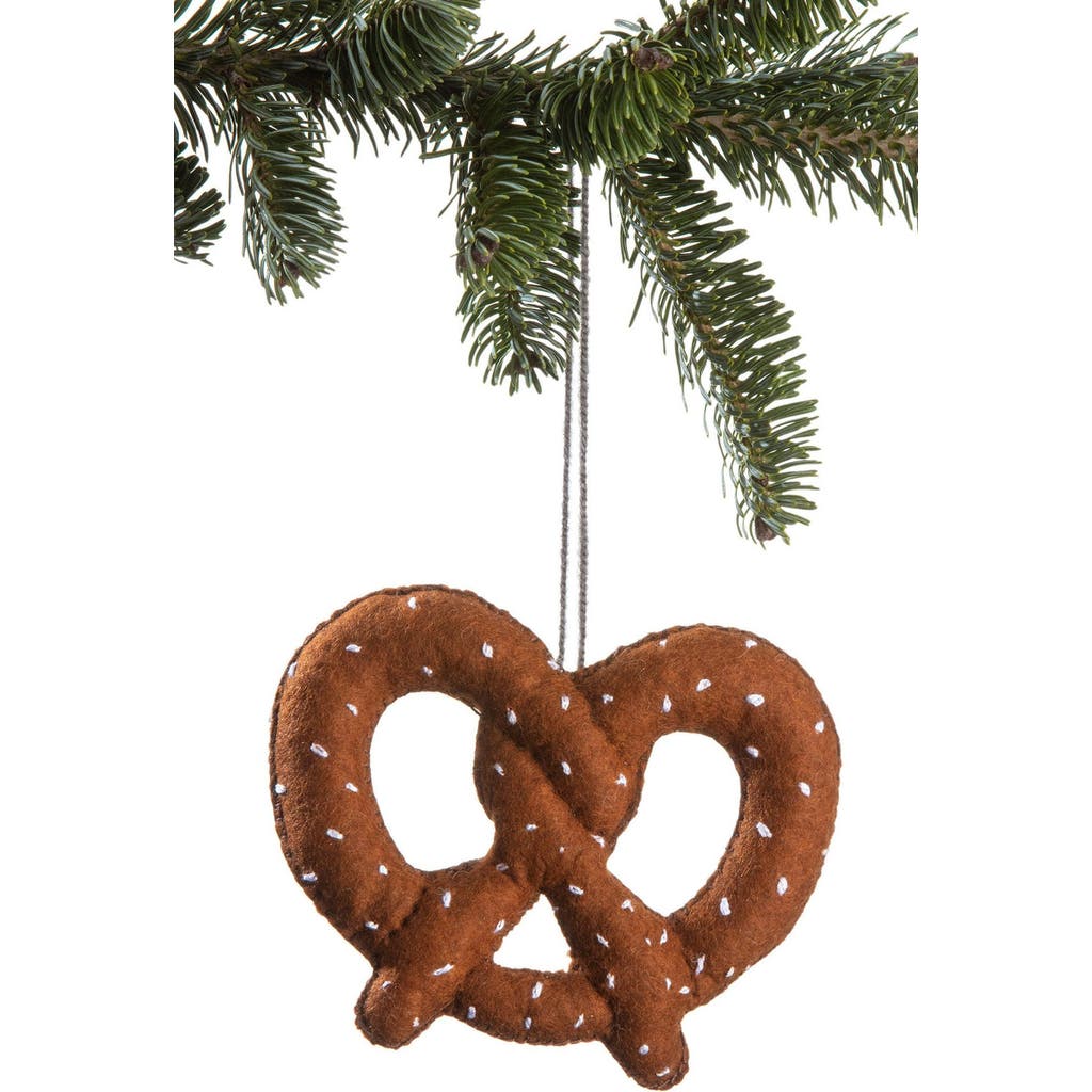Silk Road Bazaar Pretzel Felted Wool Ornament In Brown