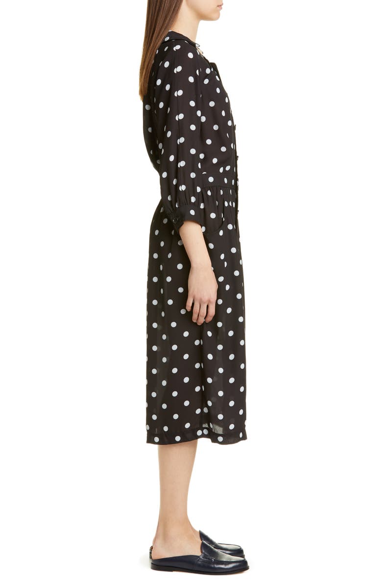 Comme des Garçons Polka Dot Georgette Button Front Dress, Alternate, color, Black